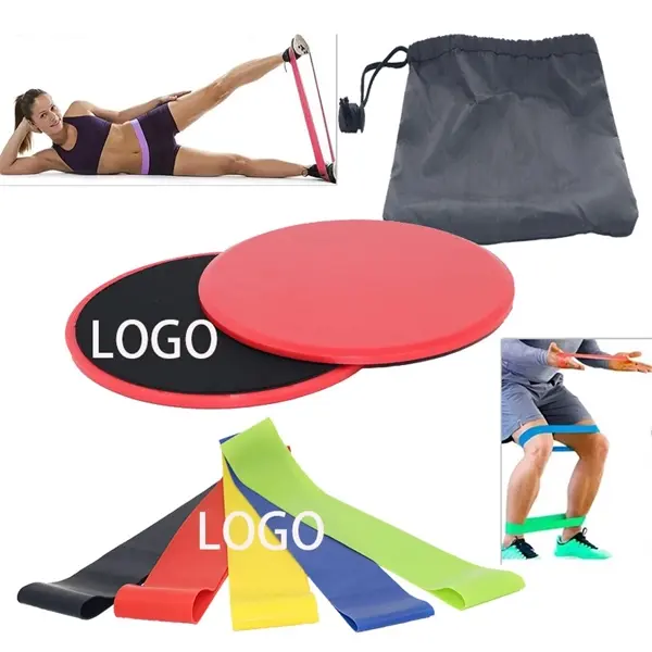 Colorful Resistance Bands and Sliders Sets