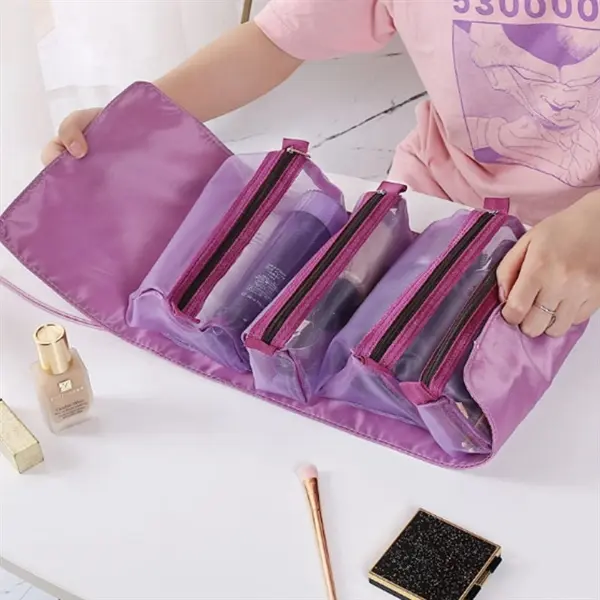 Fashion Roll-Up Cosmetic Case Removable Makeup Bag