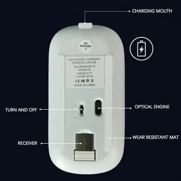 USB Rechargeable Silent Computer Ultra Thin Mouse
