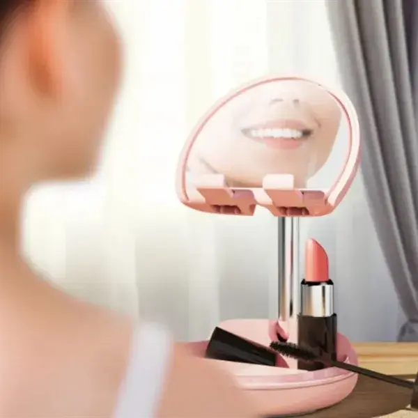 Folding Smartphone and Tablet Stand With A Small Mirror