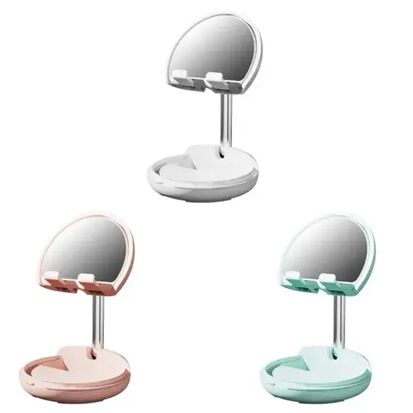 Folding Smartphone and Tablet Stand With A Small Mirror