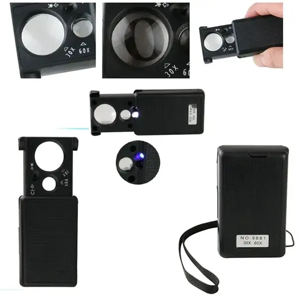 Push LED Illuminated Loupe 30X 60X