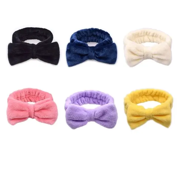 Bow headbands makeup soft coral velvet headwrap