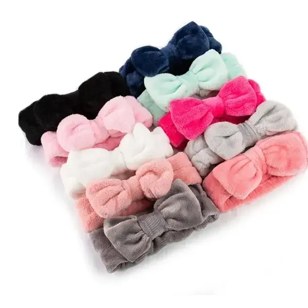 Bow headbands makeup soft coral velvet headwrap