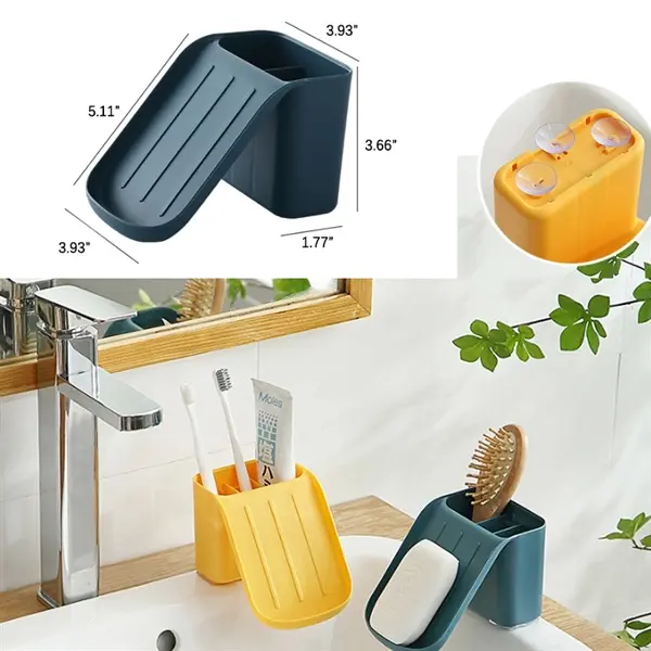 Dual Toothbrush Holder And Soap Holder With Sucker