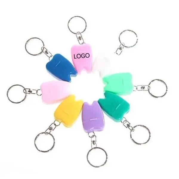 16 Yards Tooth Shaped Dental Floss Dispenser with Keyring
