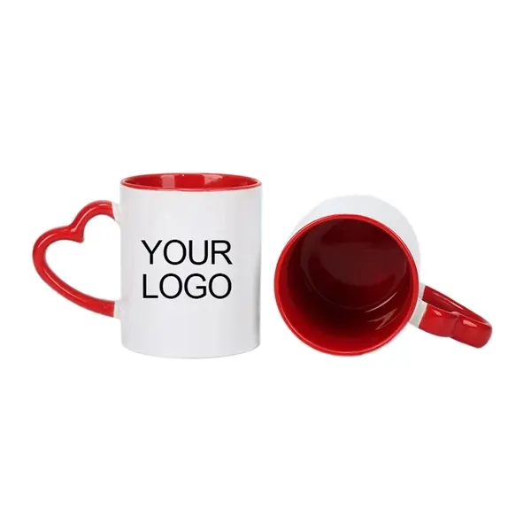 11OZ Heat Transfer Heart-shaped Handle Mugs