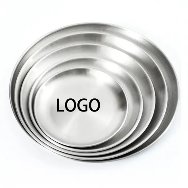 Stainless steel Round pan barbecue buffet dessert plate set