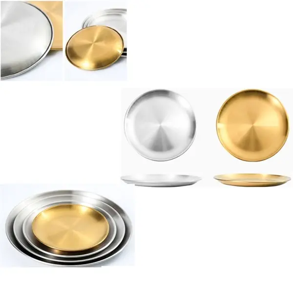 Stainless steel Round pan barbecue buffet dessert plate set