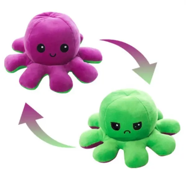 custom reversible octopus plush toy with printed logo