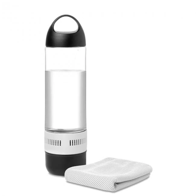 Bottle,BT speaker and towel