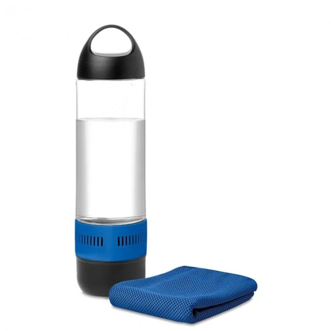 Bottle,BT speaker and towel
