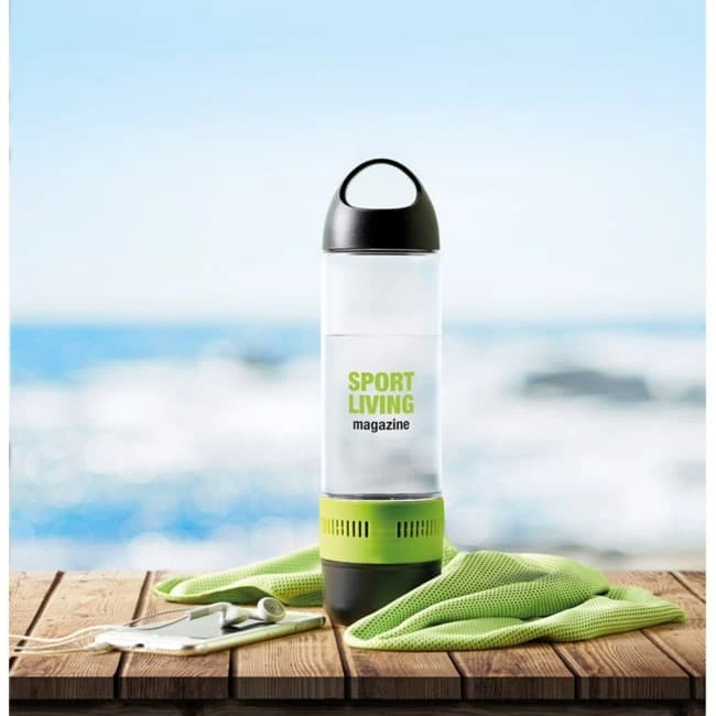 Bottle,BT speaker and towel
