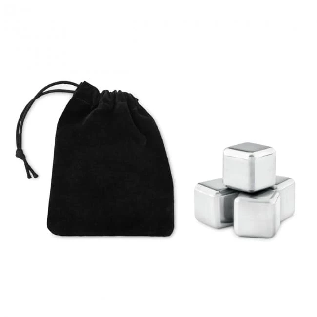 Set Of 4 SS Ice Cubes In Pouch