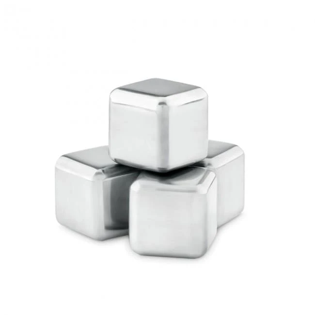 Set Of 4 SS Ice Cubes In Pouch