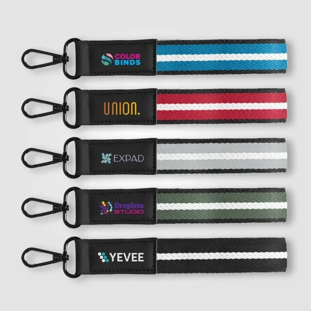 Newport rPET Woven Chevron Snap Trigger Keychain - 19 x 2.5 cm