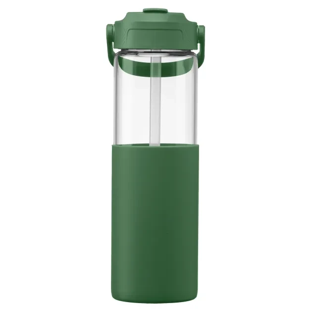 Juno Glass Silicone Sleeve Straw Bottle - 590 ml