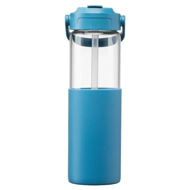 Juno Glass Silicone Sleeve Straw Bottle - 590 ml
