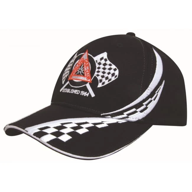 Brushed Heavy Cotton Cap with Swirling Checks and Sandwich Trim