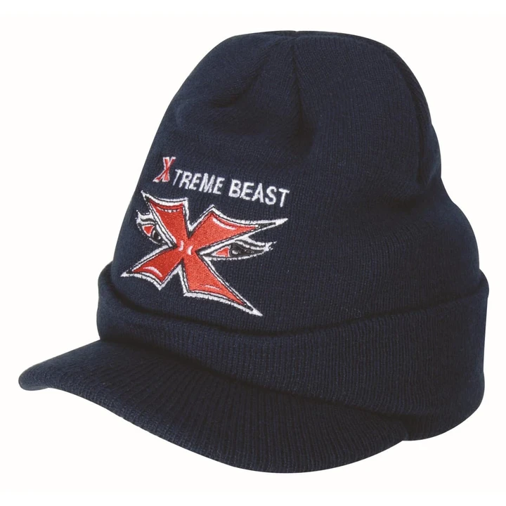 Acrylic beanie with peak