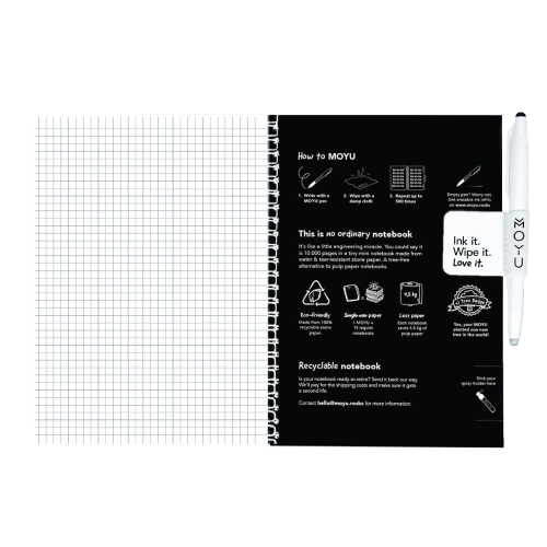 MOYU Erasable Stone Paper Notebook A5 Premium Pitch Black - 40 Pages