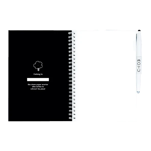 MOYU Erasable Stone Paper Notebook A5 Premium Pitch Black - 40 Pages