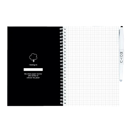 MOYU Erasable Stone Paper Notebook A5 Premium Pitch Black - 40 Pages
