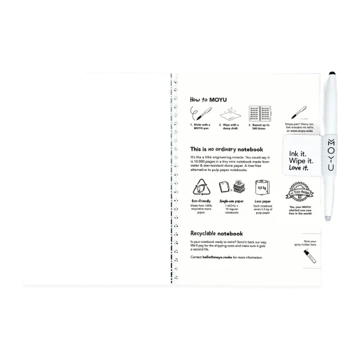 MOYU Erasable Stone Paper Notebook A5 Softcover - 20 Pages