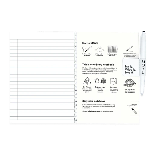 MOYU Erasable Stone Paper Notebook A5 Softcover - 20 Pages