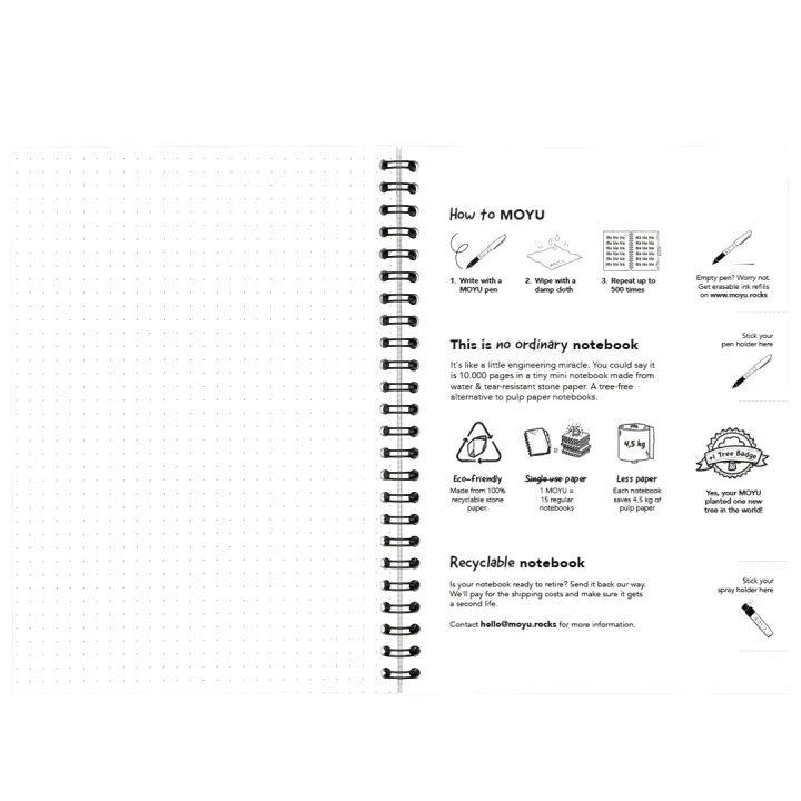MOYU Erasable Stone Paper Notebook A5 Softcover - 20 Pages
