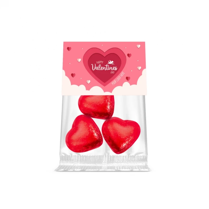 Valentines Eco Info Card - Red Foiled Hearts