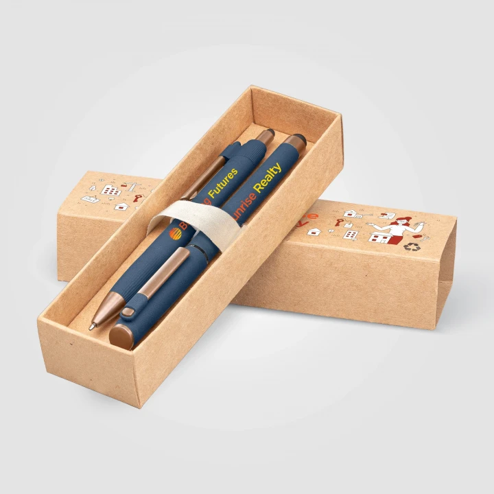York Recycled Plastic Bronze Trim Pen Gift Set – Box Decorated
