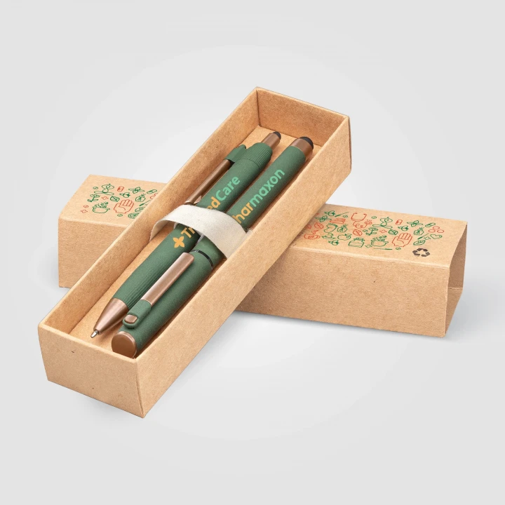 York Recycled Plastic Bronze Trim Pen Gift Set – Box Decorated