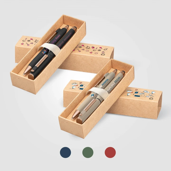 York Recycled Plastic Bronze Trim Pen Gift Set – Box Decorated