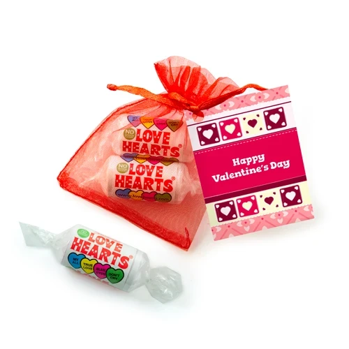 Valentines Swizzles Love Heart Organza Bag