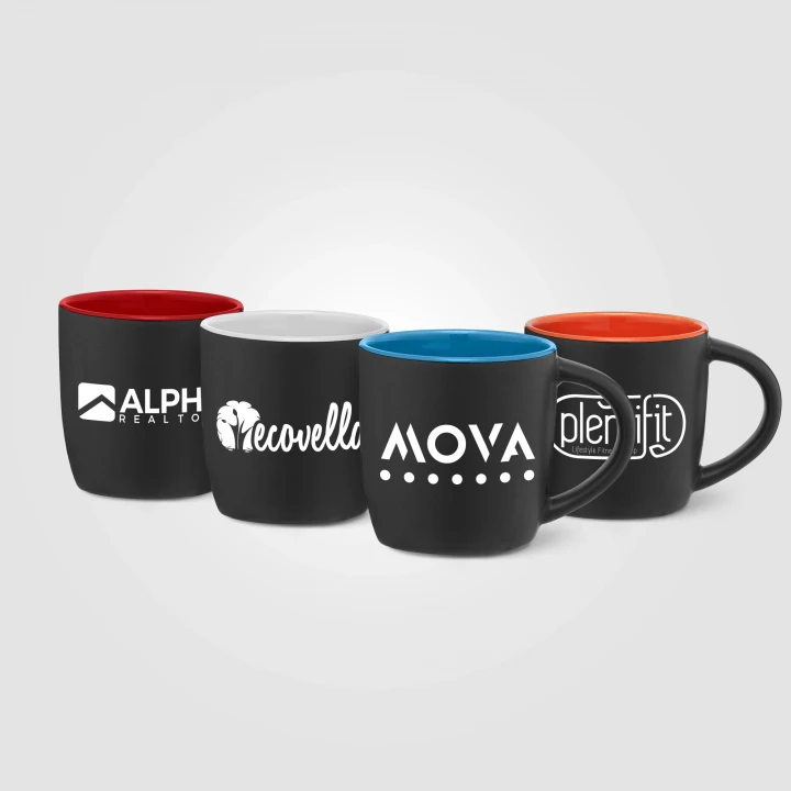 Zanzibar 355ml Matte Black Ceramic Mug With ColourPop