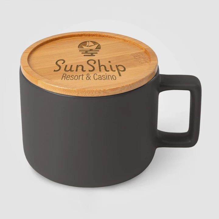 Café Virtuoso 355ml Ceramic Mug with Bamboo Lid