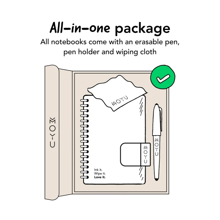 MOYU Erasable Stone Paper Notebook A5 Hardcover Forest Green - 20 Pages
