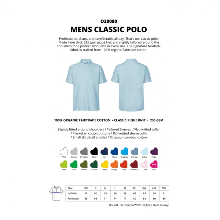 Fairtrade Organic Classic Polo Neutral® 