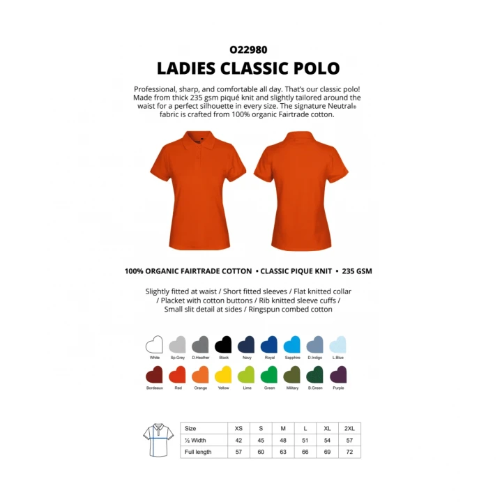 Fairtrade Organic Ladies Classic Polo® 