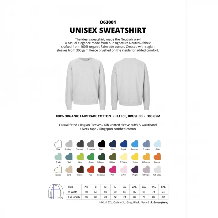 Fairtrade Organic Unisex Sweatshirt Neutral® 