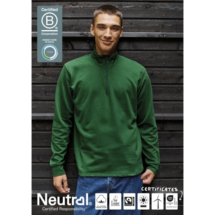 Fairtrade Organic Unisex Quarter Zip Sweatshirt Neutral® 