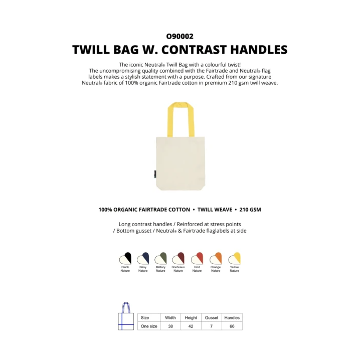 Fairtrade Organic Twill Bag With Contrast Handles Neutral®