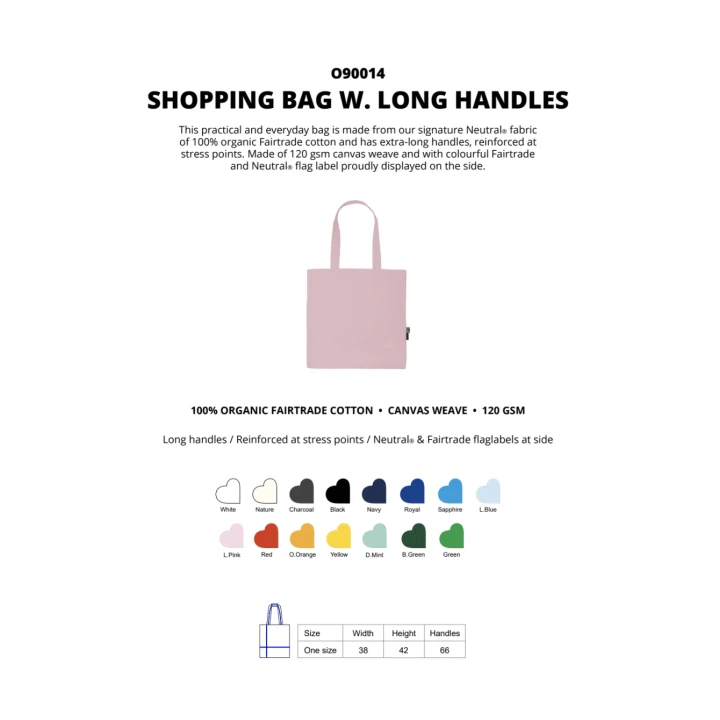 Fairtrade Organic Shopping Bag Long Handles Neutral® 