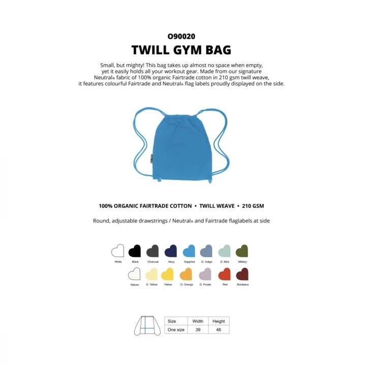 Fairtrade Organic Twill Gym Bag Neutral® 
