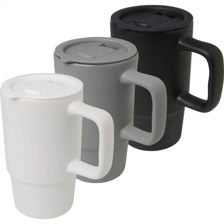 Carter 450ml Ceramic Mug With Plastic Lid