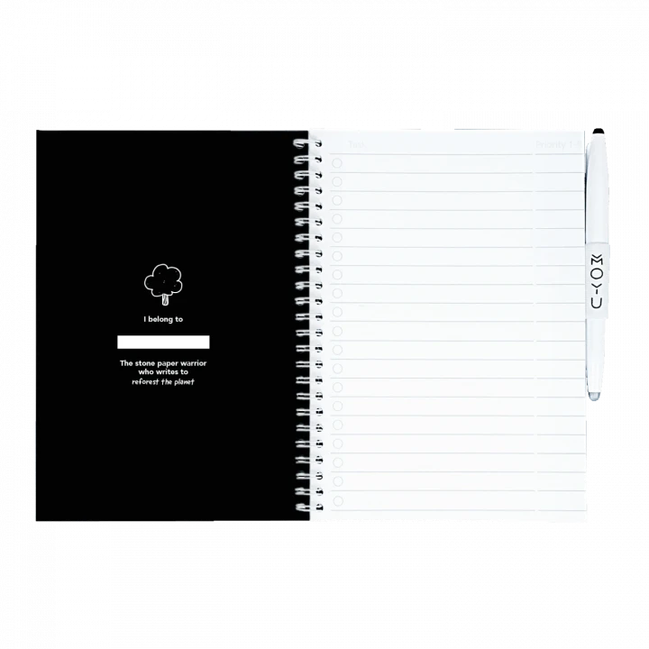 MOYU Erasable Stone Paper Notebook A5 Premium Pitch Black - 40 Pages