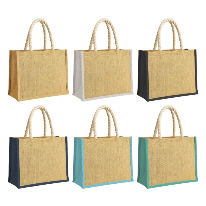 Sustainable Living Trani Jute bag Coloured With Deluxe Rope Handles