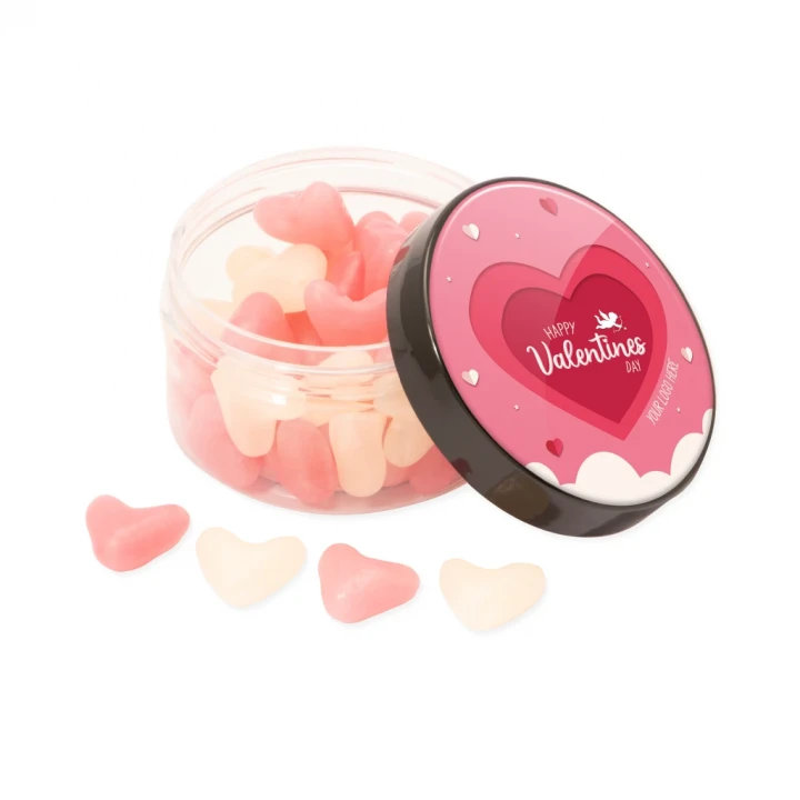 Valentines Screw Top Jar - White & Pink Jelly Hearts