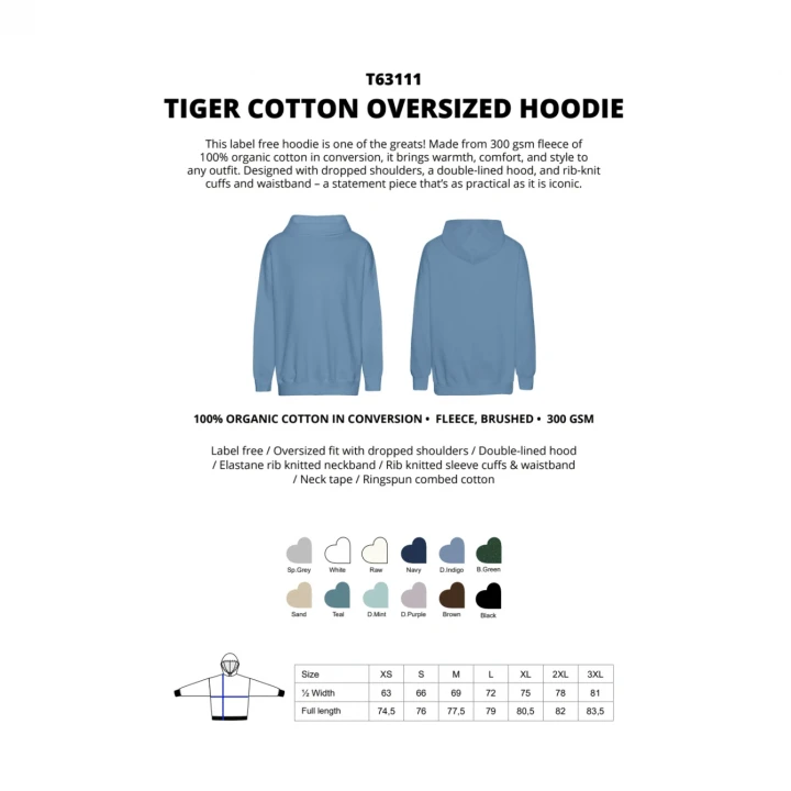 Tiger Cotton® Oversized Hoodie Neutral® 